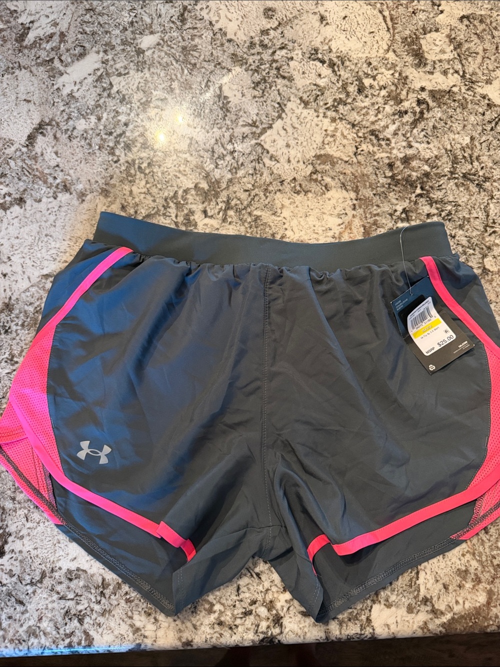 Under Armour Women's Charcoal Gray Shorts with Pink Trim